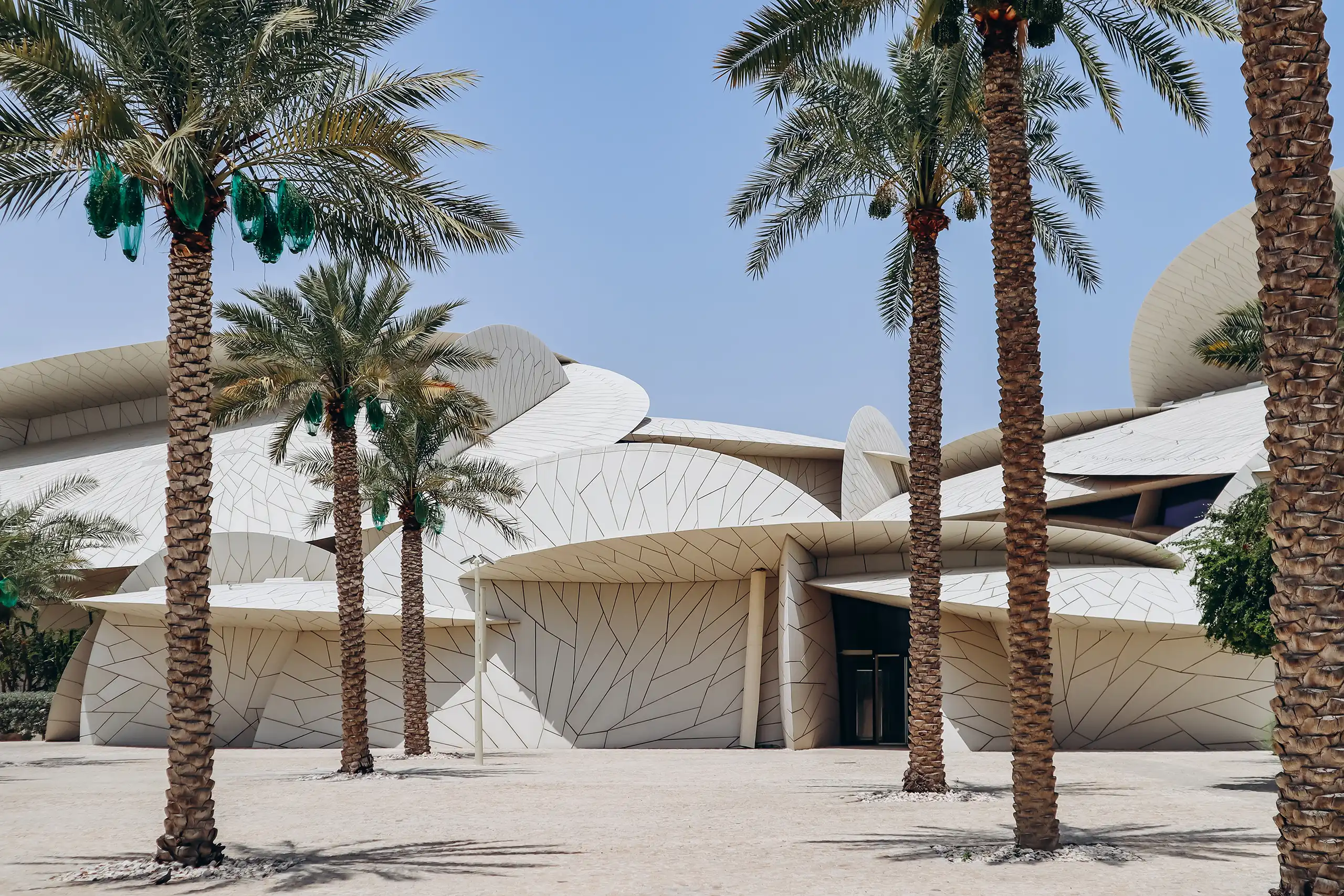 Palmen vor dem National Museum of Qatar in Doha
