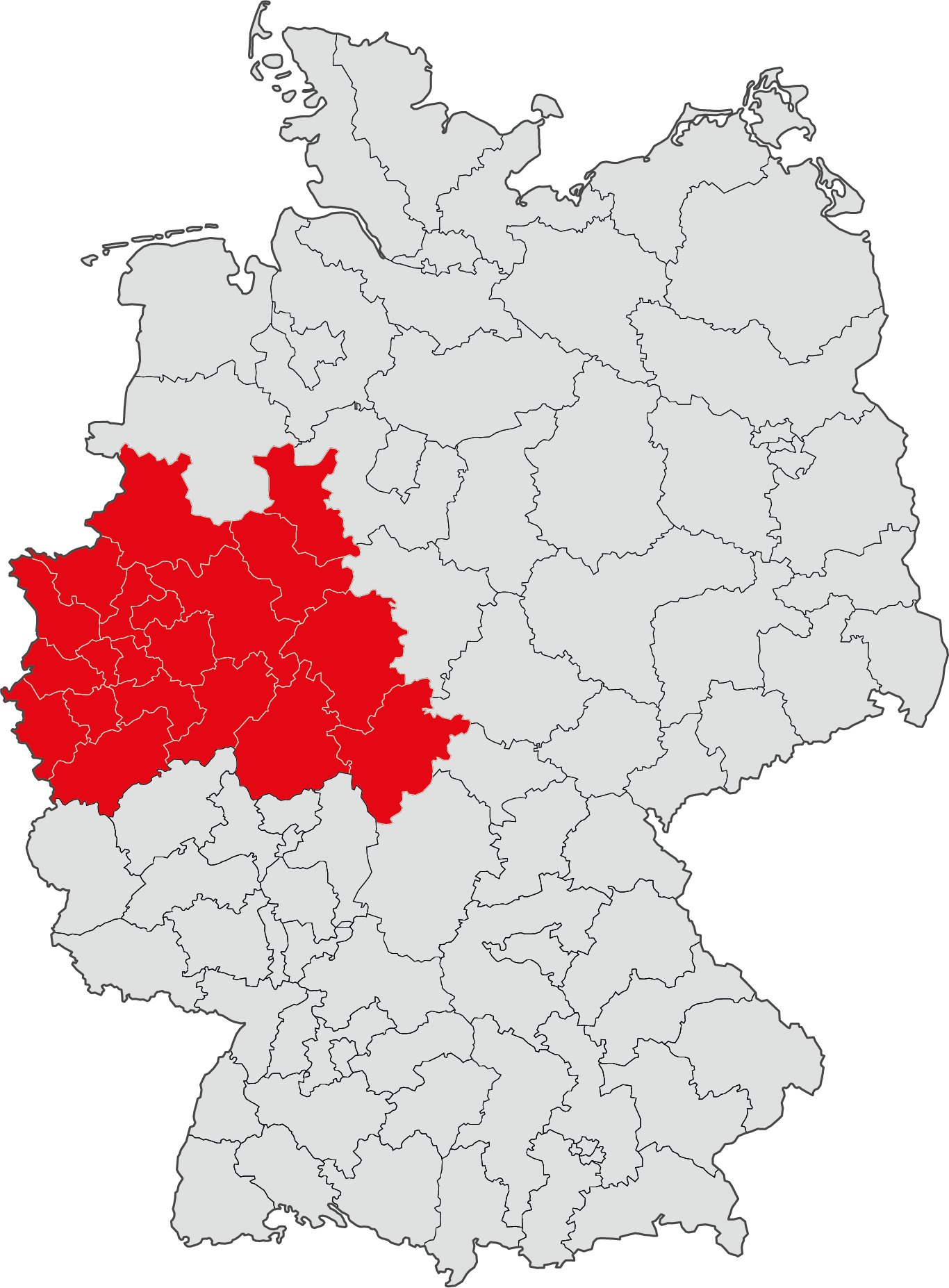 Deutschlandkarte mit rot markiertem Verkaufsgebiet Nord-West