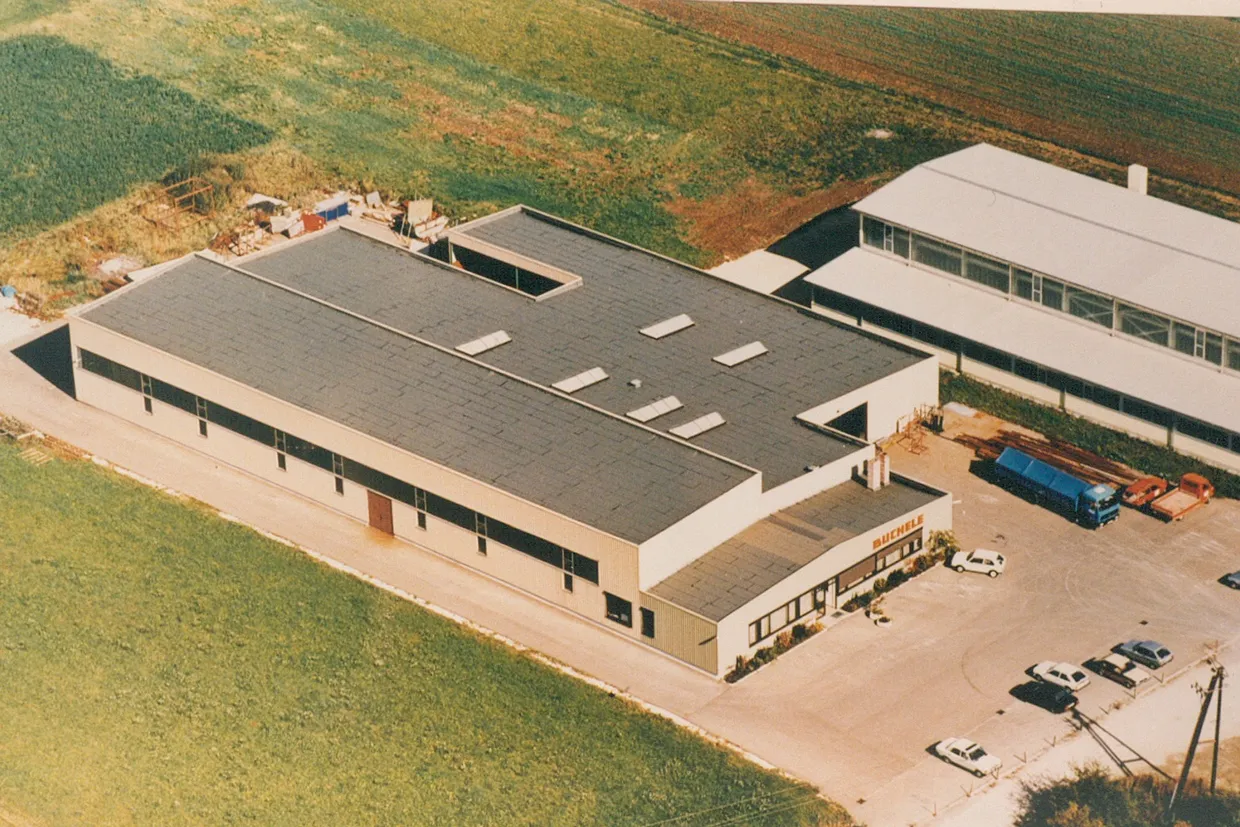 Aerial view of the Buchele plant in Ebersbach, 1982